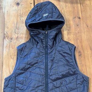 SKHOOP L Navy Blue The Debbie Insulated  Long Fit Hooded Vest Jacket Coat